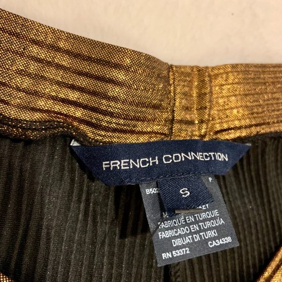 French Connection Taina Metallic Bronze Pleated Jersey Wide Leg Pants Size S - Picture 7 of 16